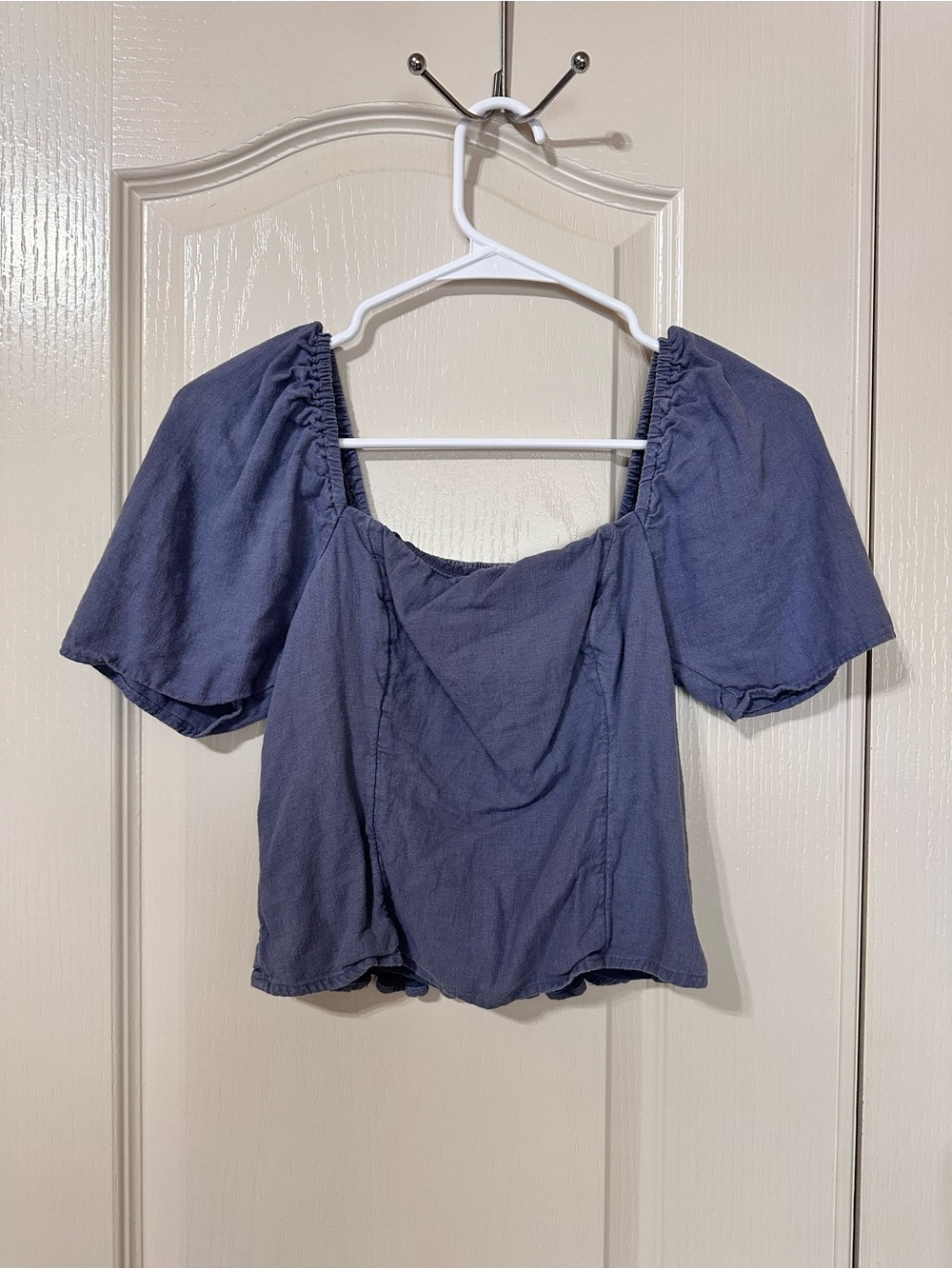 Abercrombie & Fitch Dusty Blue Square Neck Crop Top